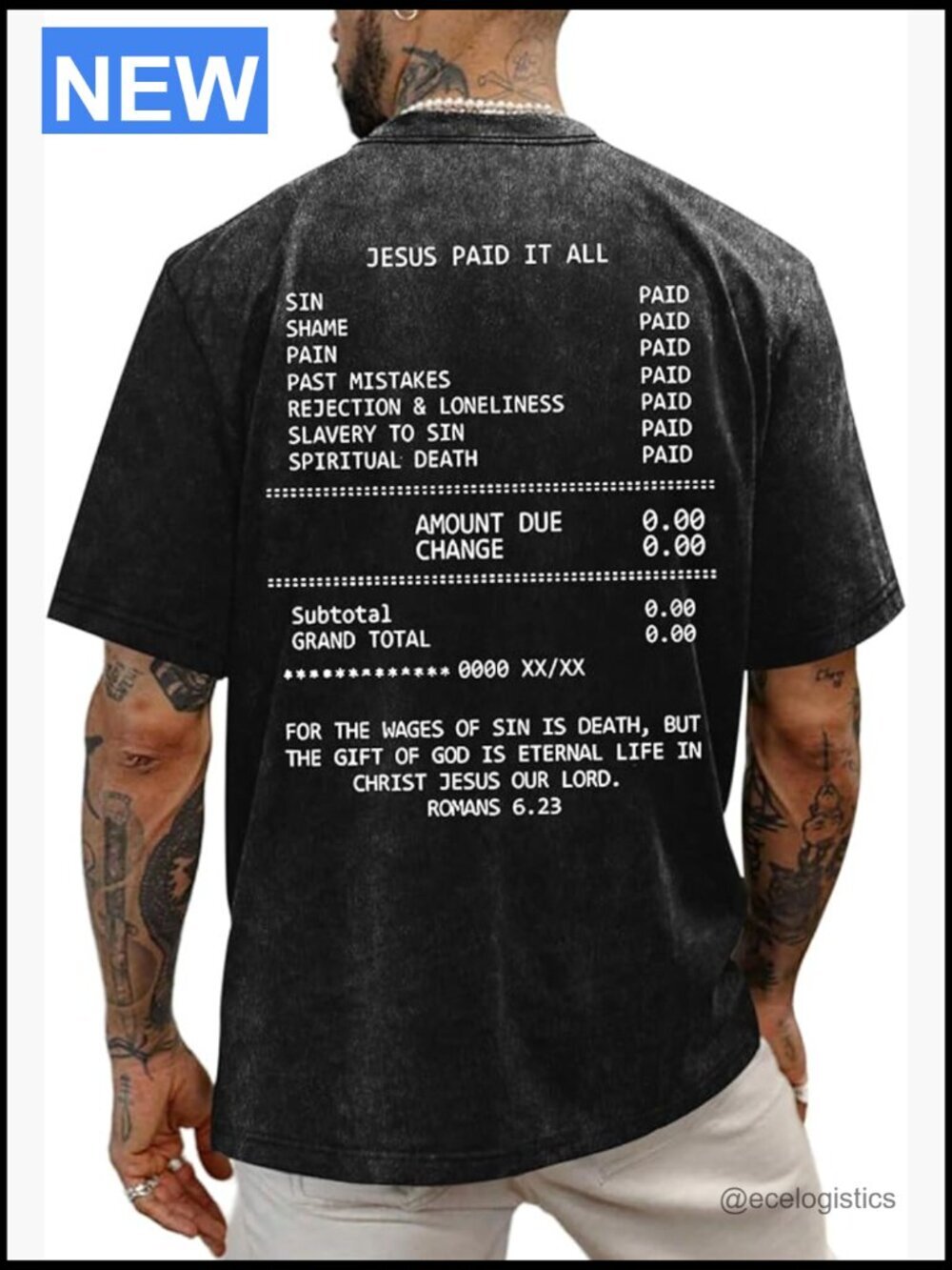 Christian Faith God Tees for Men Jesus Bible Verse Acid Wash Oversized Vintage